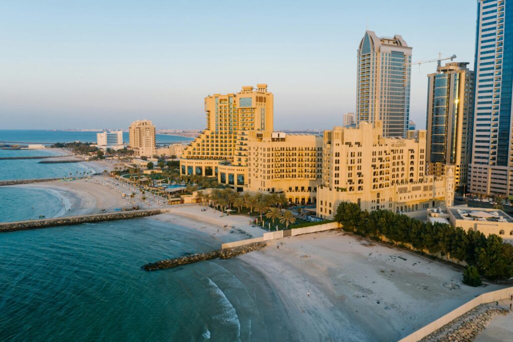 Aerial view of beach in Ajman