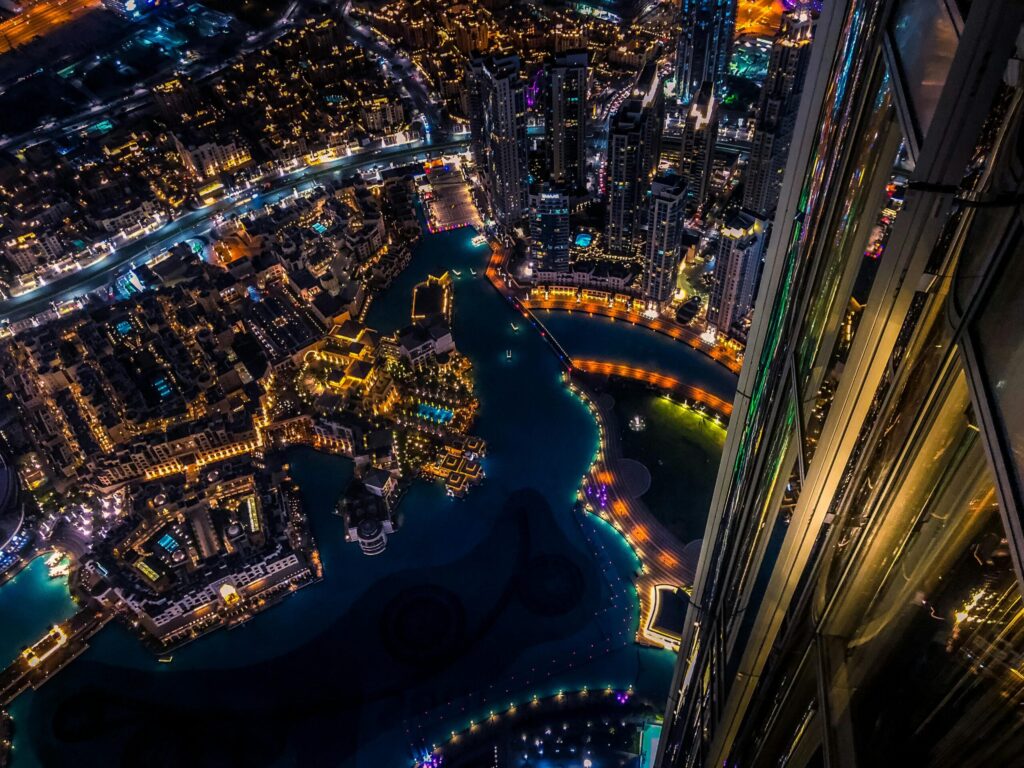 Aerial view of Dubai skyscrapers