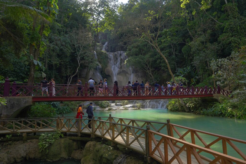 Waterfall view in Luang Prabang