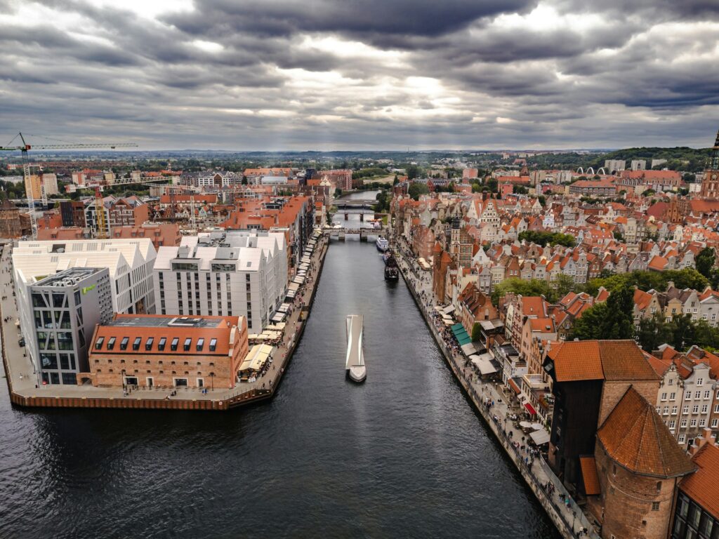 The charming Old Town of Gdańsk, with its historic buildings and scenic waterfront